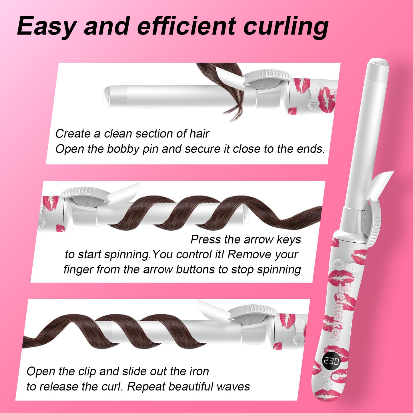 Hair curler Auto Roating Curling Iron Pink