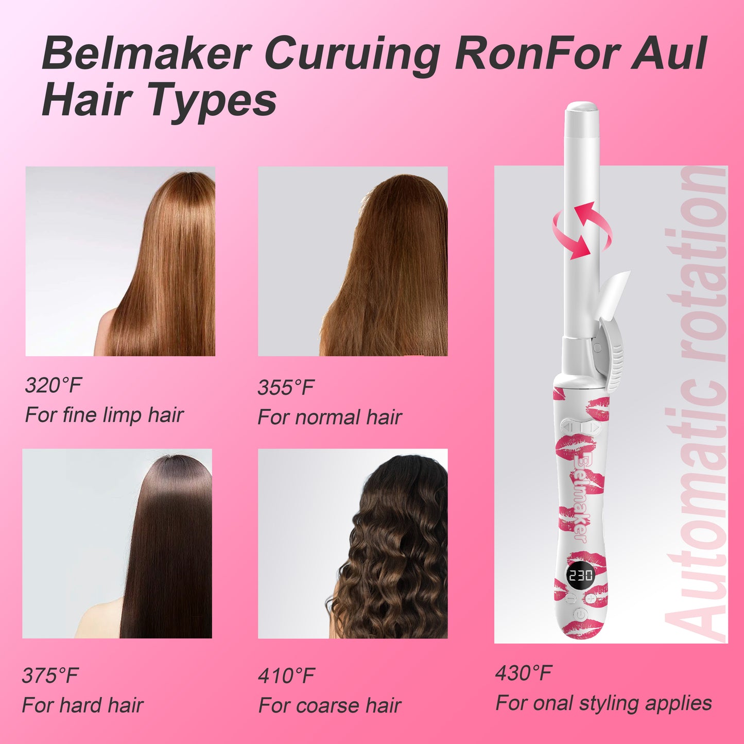 Hair curler Auto Roating Curling Iron Pink