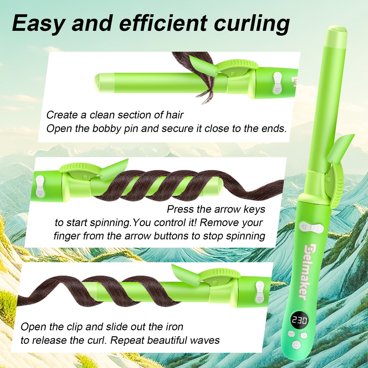 Hair curler Auto Roating Curling Iron Green