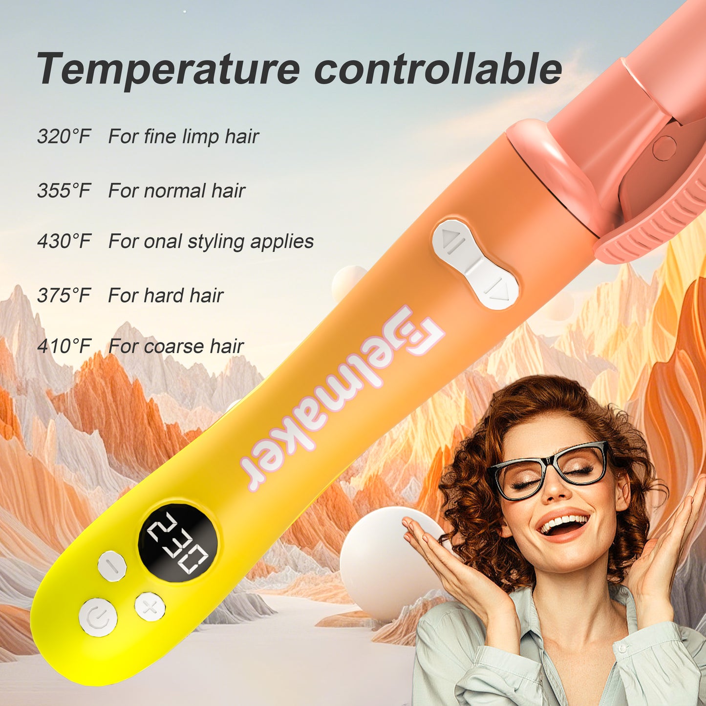 Hair curler Auto Roating Curling Iron Yellow