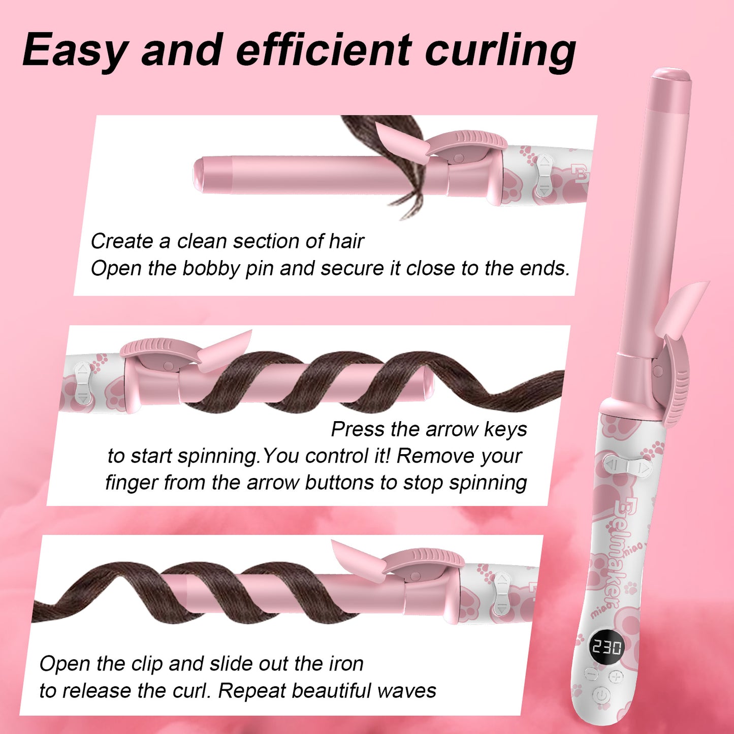 Hair curler Auto Roating Curling Iron Green Light Red