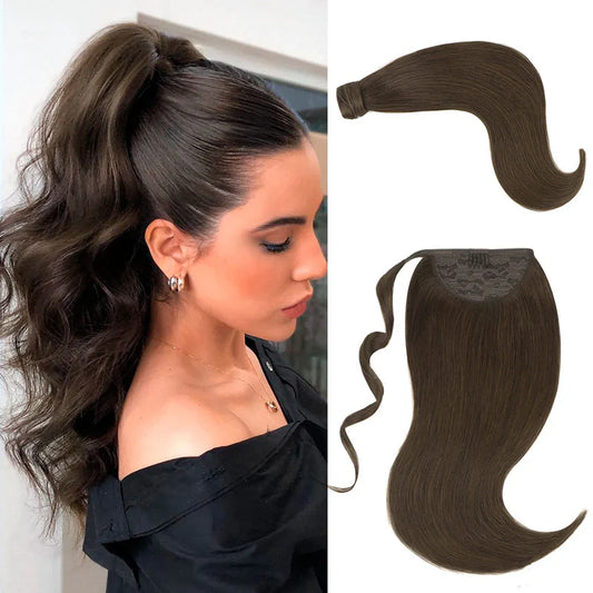 Chocolate Brown (4) - Human Hair Ponytail Extensions