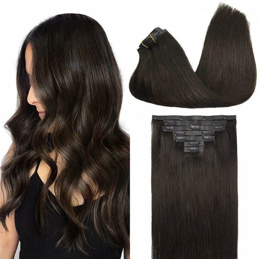 Dark Brown (2) - Seamless Clip in Hair Extensions