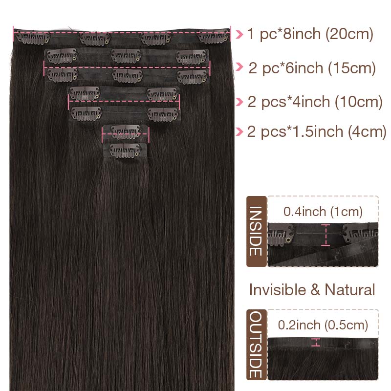 Dark Brown (2) - Seamless Clip in Hair Extensions