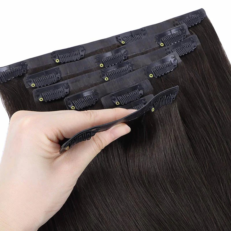 Dark Brown (2) - Seamless Clip in Hair Extensions