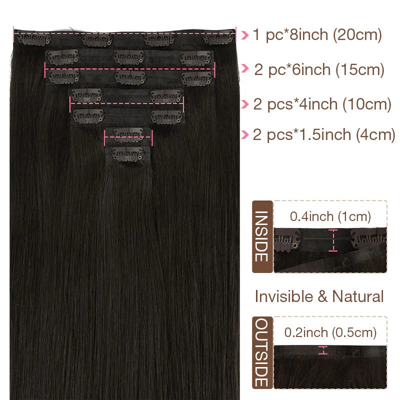 Jet Black (1) - Seamless Clip in Hair Extensions