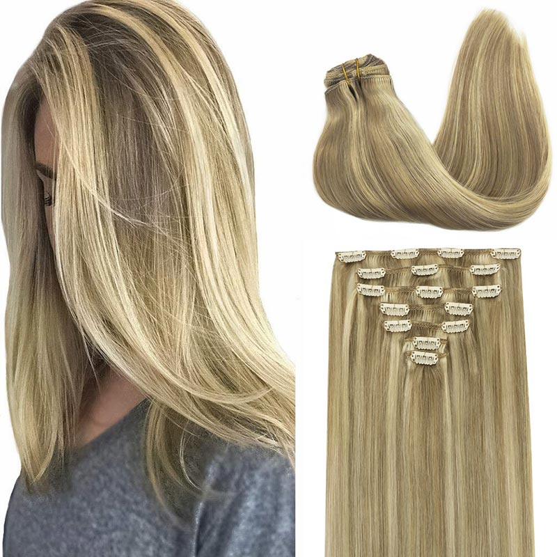 Light Blonde Highlights (16/22) - Classic Clip in Hair Extensions