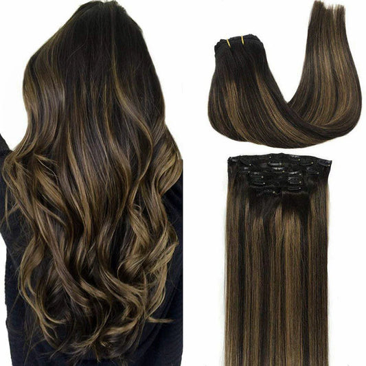 Natural Black Balayage (1B/6/1B) - Classic Clip in Hair Extensions