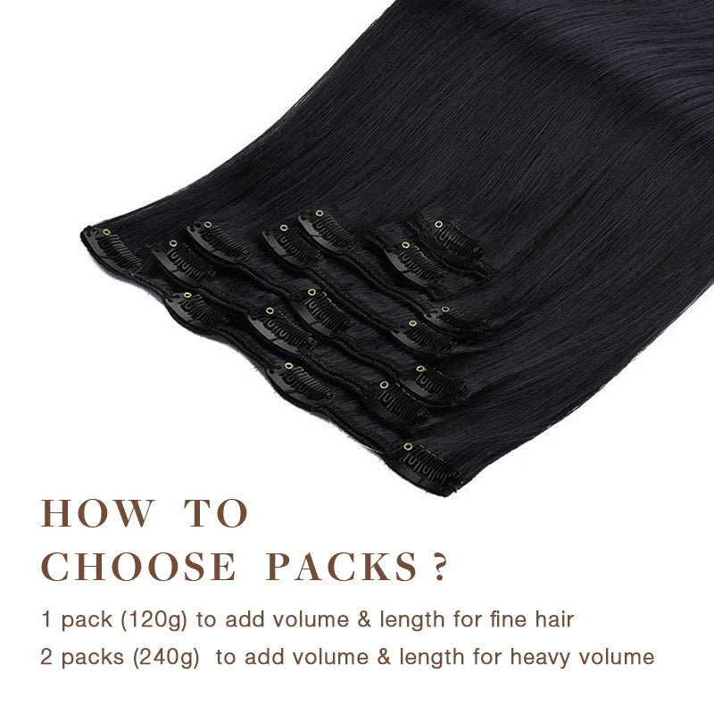 Jet Black (1) - Classic Clip in Hair Extensions