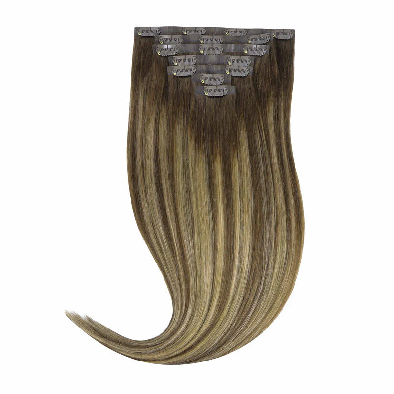 Caramel Blonde Balayage (4/27/4) - Seamless Clip in Hair Extensions