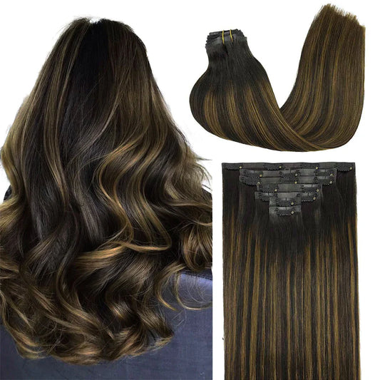 Dark Brown Balayage (2/6/2) - Seamless Clip in Hair Extensions