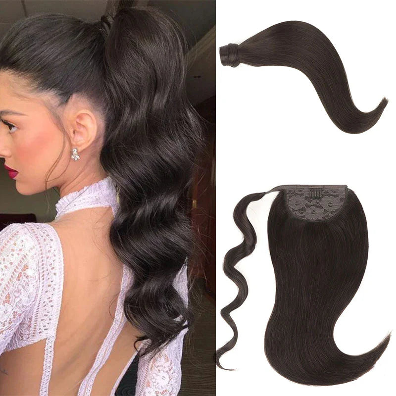 Dark Brown (2) - Human Hair Ponytail Extensions