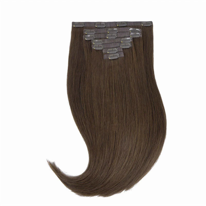 Chocolate Brown (4) - Seamless Clip in Hair Extensions