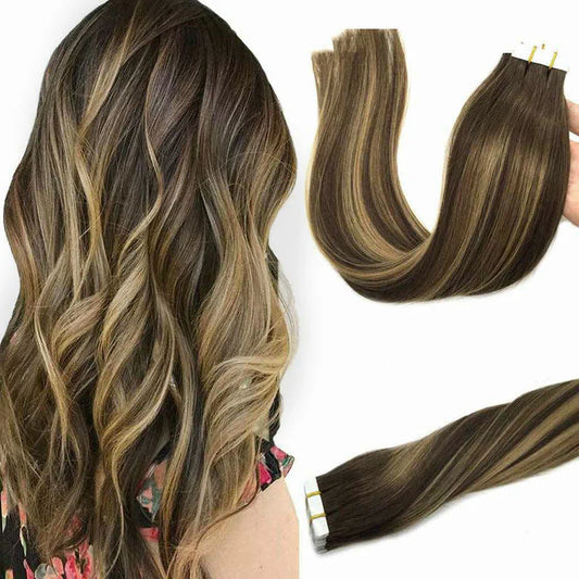 Caramel Blonde Balayage (4/27/4) - Tape in Hair Extensions