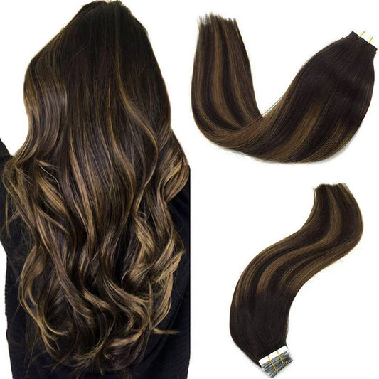 Dark Brown Balayage (2/6/2) - Tape in Hair Extensions